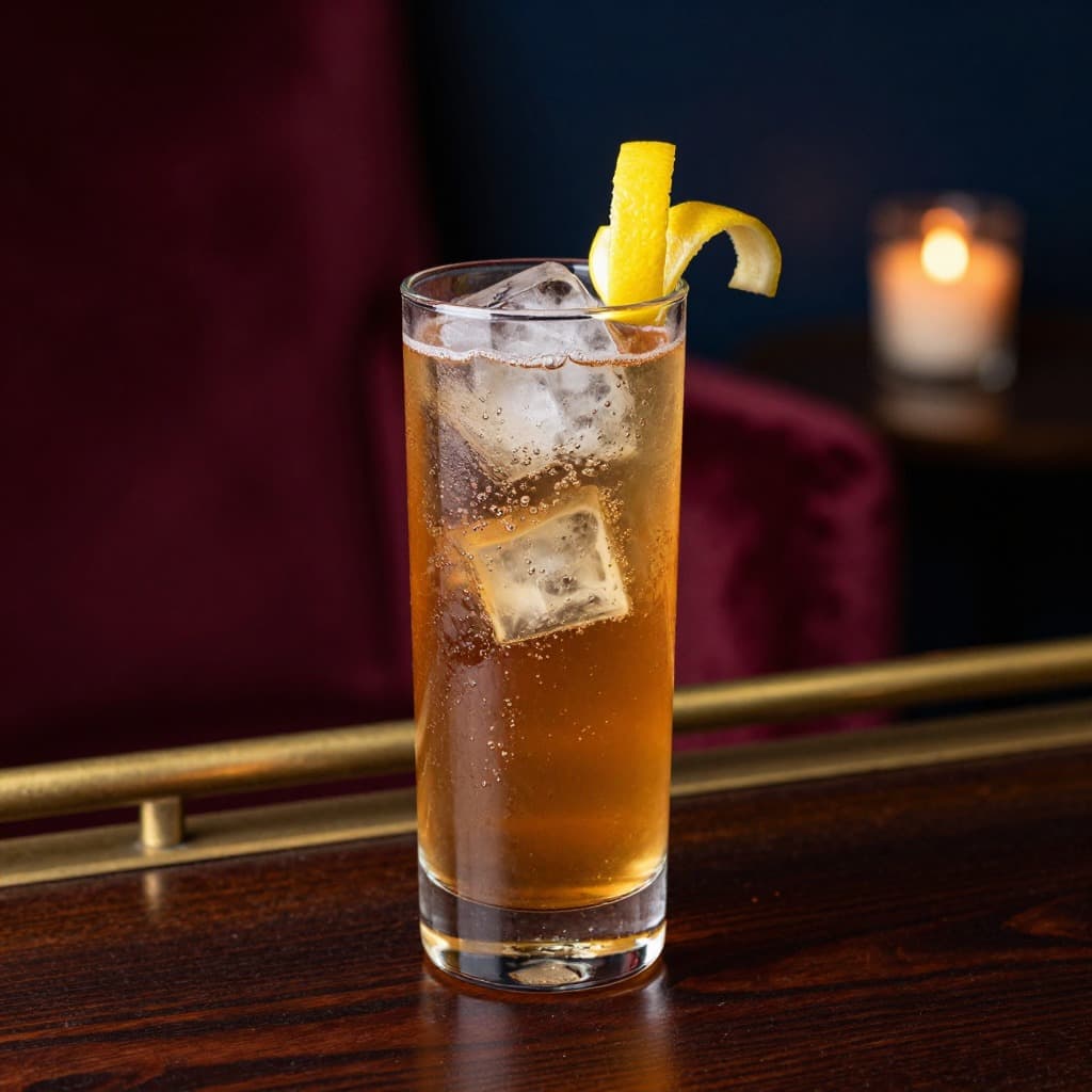 A Horse’s Neck cocktail in a highball glass