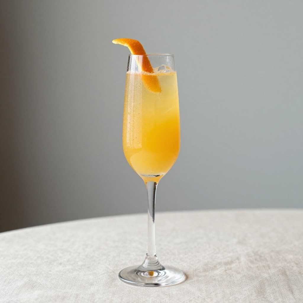 A Mimosa cocktail in a Champagne flute