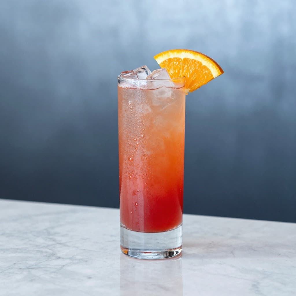 A Sex on the Beach cocktail in a highball glass
