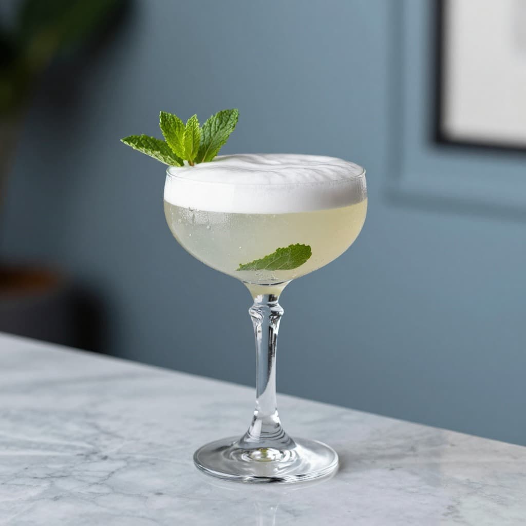 A South Side cocktail in a cocktail glass