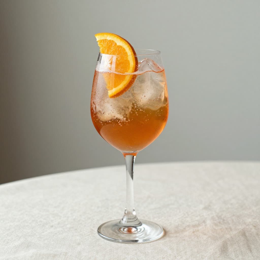 A Spritz cocktail in a wine glass