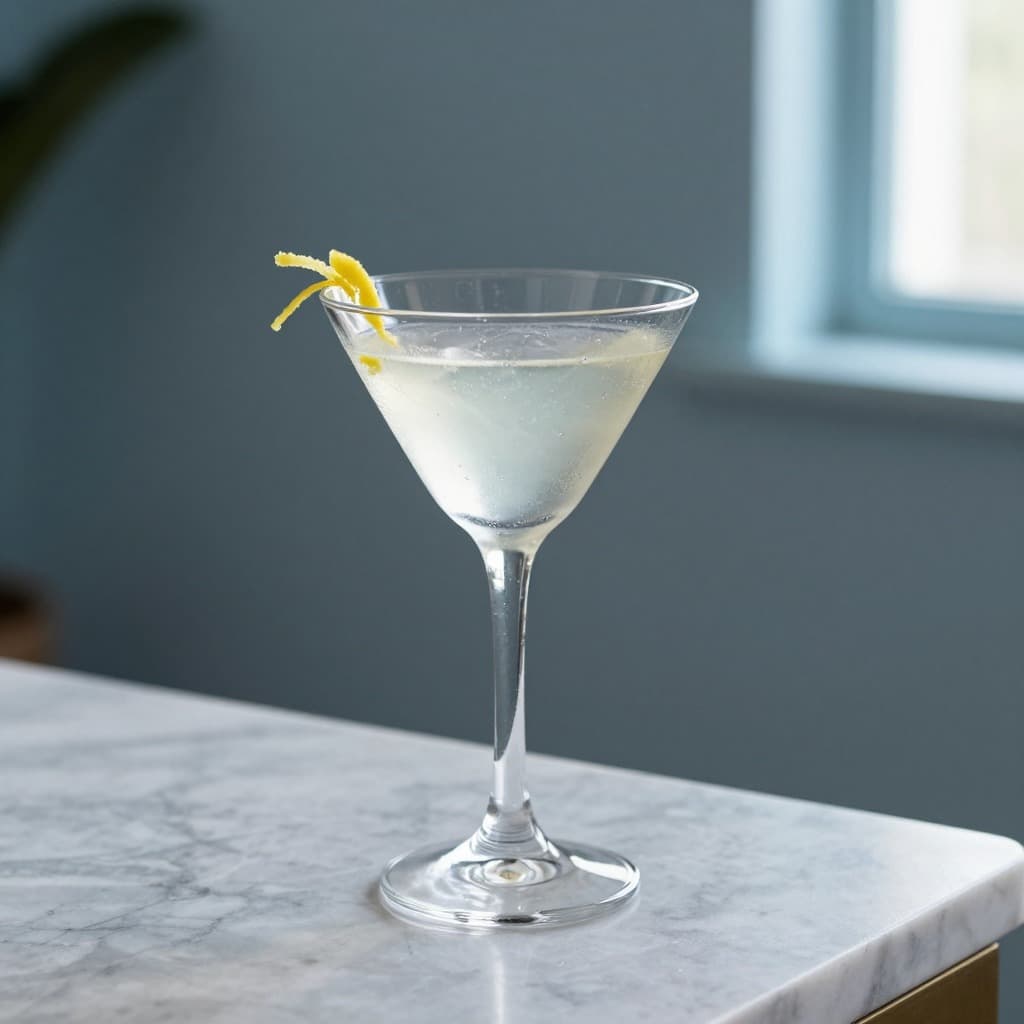A Vesper cocktail in a martini glass